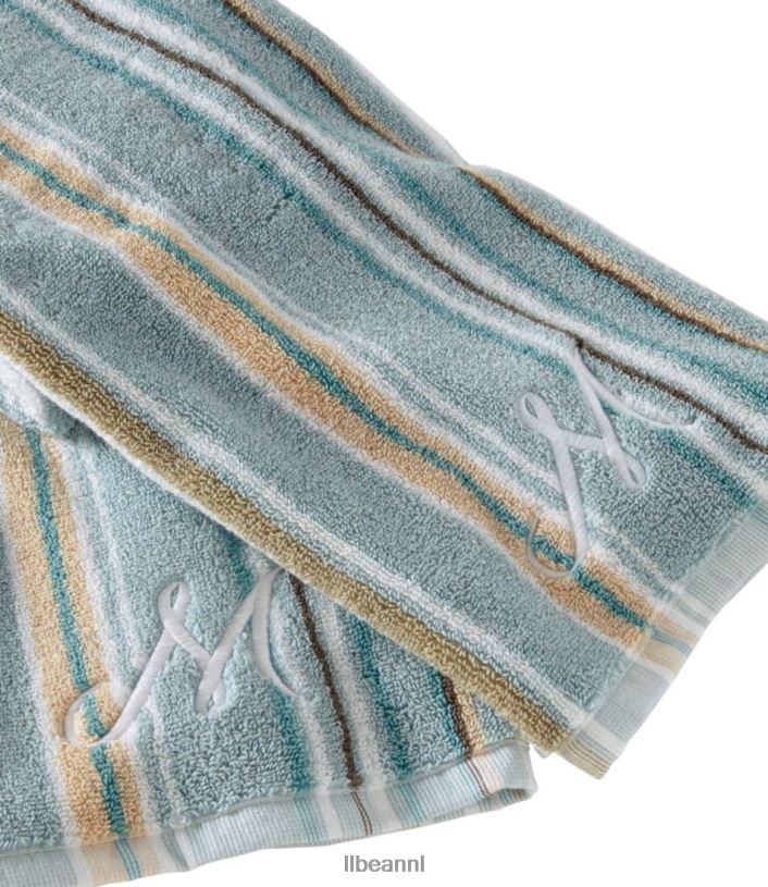 L.L.Bean unisex premium katoenen handdoeken gestreept zand dollar bad VT0644366