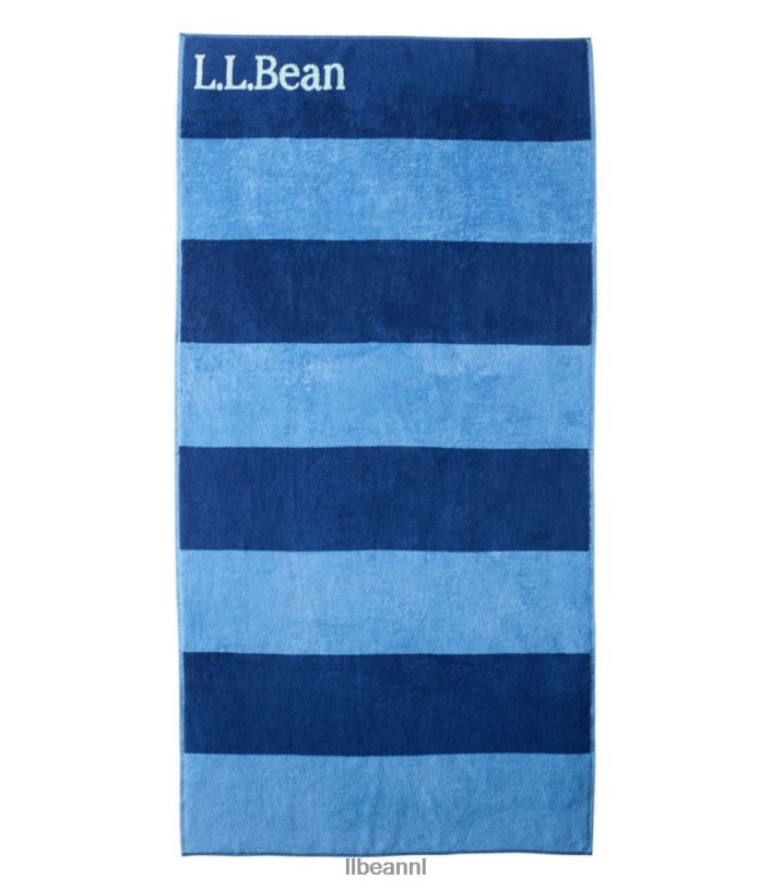 L.L.Bean unisex strandlaken aan zee omkeerbare streep koel blauw bad VT0641312
