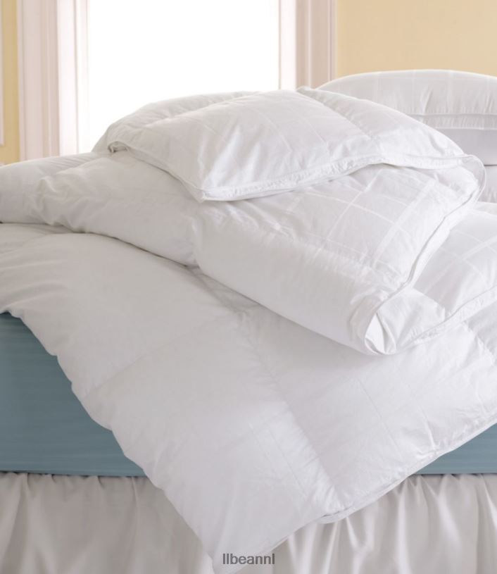 L.L.Bean unisex dekbed van satijnganzendons wit beddengoed VT0642797
