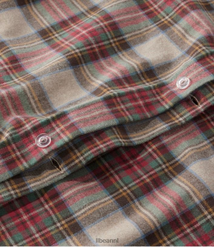 L.L.Bean unisex Heritage gemzen flanellen dekbedovertrekcollectie plaid middelgrijze plaid beddengoed VT0646376