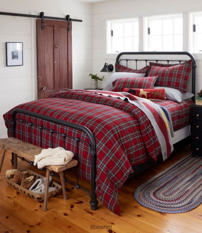 L.L.Bean unisex Heritage gemzen flanellen dekbedovertrekcollectie plaid middelgrijze plaid beddengoed VT0646376