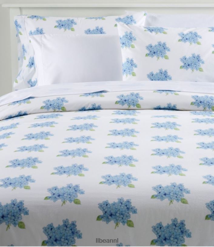 L.L.Bean unisex Sara Fitz hortensia perkal dekbedovertrekcollectie dageraad blauw beddengoed VT0642767