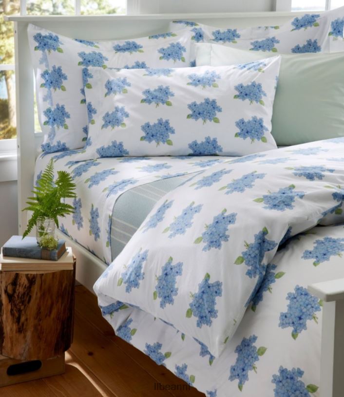 L.L.Bean unisex Sara Fitz hortensia perkal dekbedovertrekcollectie dageraad blauw beddengoed VT0642767