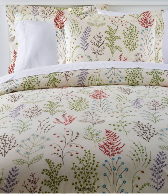 L.L.Bean unisex collectie botanische perkaal dekbedovertrekken botanisch bloemenblauw beddengoed VT0642485