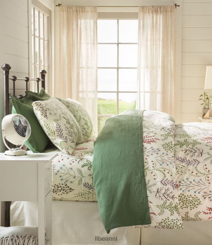 L.L.Bean unisex collectie botanische perkaal dekbedovertrekken botanisch bloemenblauw beddengoed VT0642485