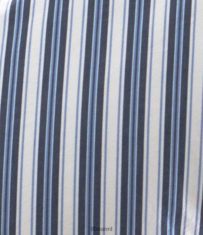 L.L.Bean unisex zongewassen perkal dekbedovertrek met strepen marineblauw beddengoed VT0642731