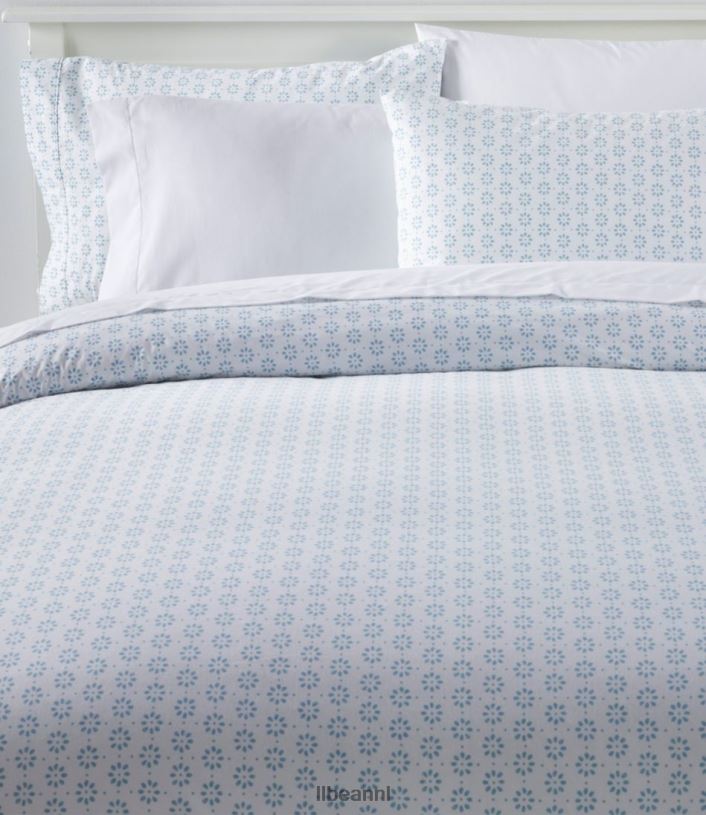 L.L.Bean unisex zongewassen perkal dekbedovertrekprint blauwe mist beddengoed VT0644492