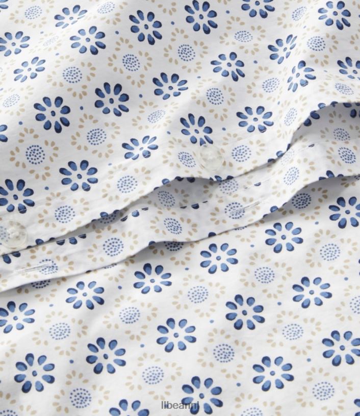 L.L.Bean unisex zongewassen perkal dekbedovertrekprint blauwe mist beddengoed VT0644492