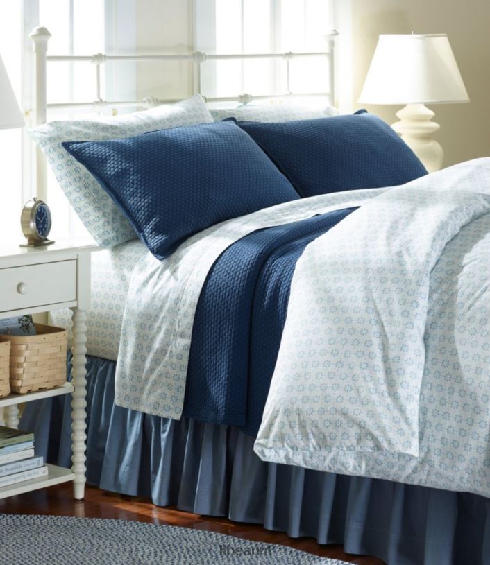 L.L.Bean unisex zongewassen perkal dekbedovertrekprint blauwe mist beddengoed VT0644492
