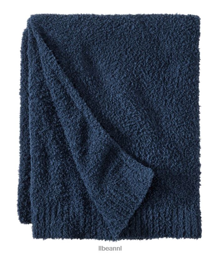 L.L.Bean unisex slechte, gezellige gebreide plaid marine beddengoed VT0644471