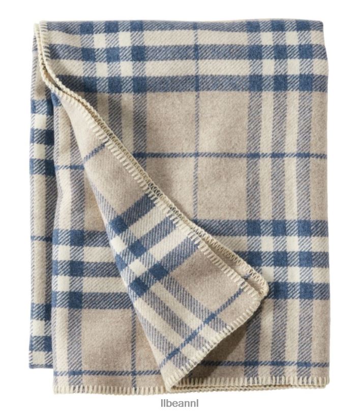 L.L.Bean unisex wasbare wollen dekenplaid natuurlijke heide beddengoed VT0645536