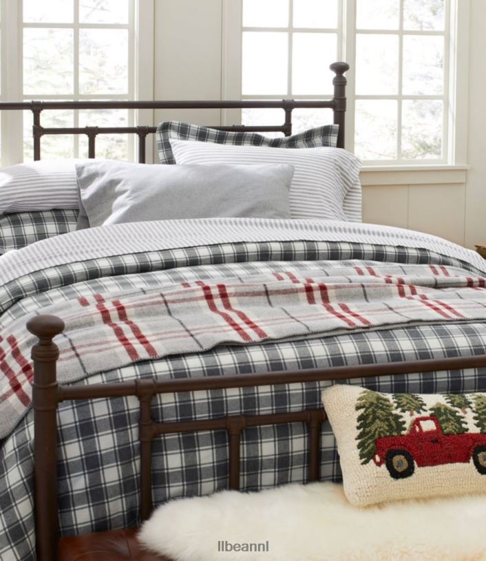 L.L.Bean unisex wasbare wollen dekenplaid natuurlijke heide beddengoed VT0645536