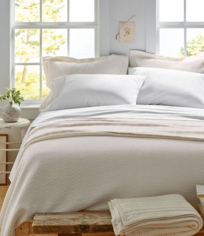 L.L.Bean unisex biologische honingraat gematelasseerde sprei zeezout beddengoed VT0642620