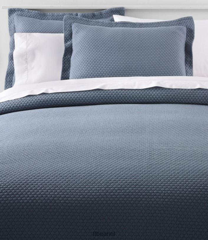 L.L.Bean unisex biologische honingraat matelasse sprei leiblauw beddengoed VT0644336