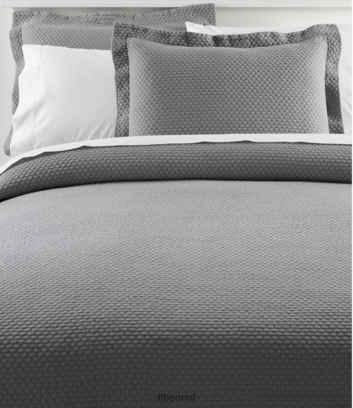 L.L.Bean unisex biologische honingraat matelasse sprei vorstgrijs beddengoed VT0647123
