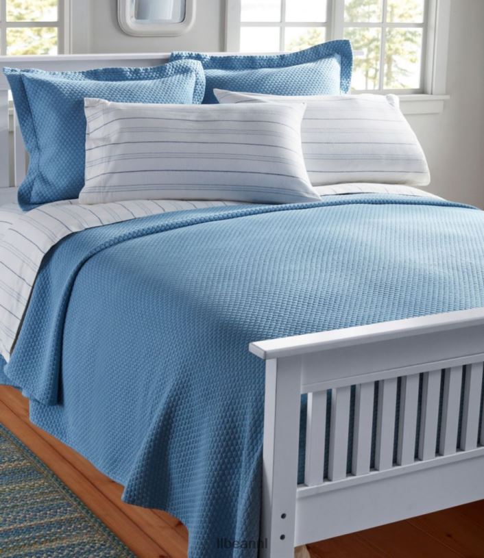 L.L.Bean unisex biologische honingraat matelasse sprei vorstgrijs beddengoed VT0647123