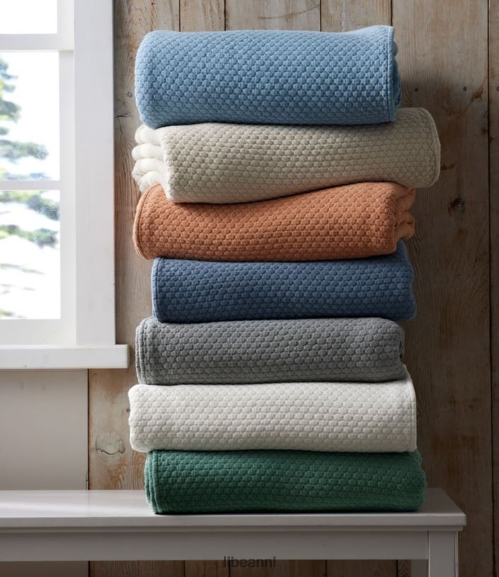 L.L.Bean unisex biologische honingraat matelasse sprei vorstgrijs beddengoed VT0647123
