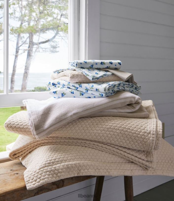 L.L.Bean unisex biologische honingraat matelasse sprei vorstgrijs beddengoed VT0647123