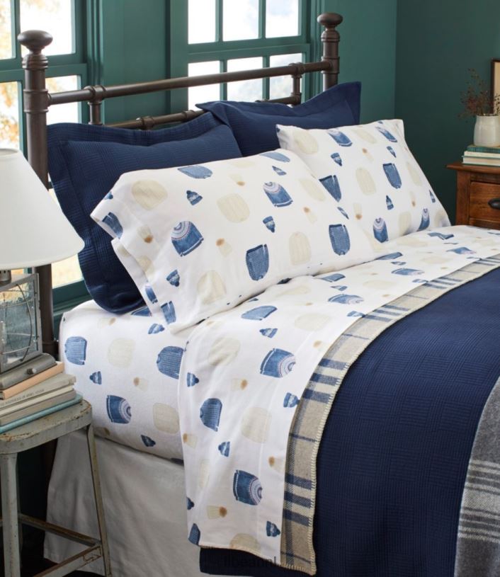 L.L.Bean unisex vintage matelasse schijnvertoning atlantisch blauw beddengoed VT0646316