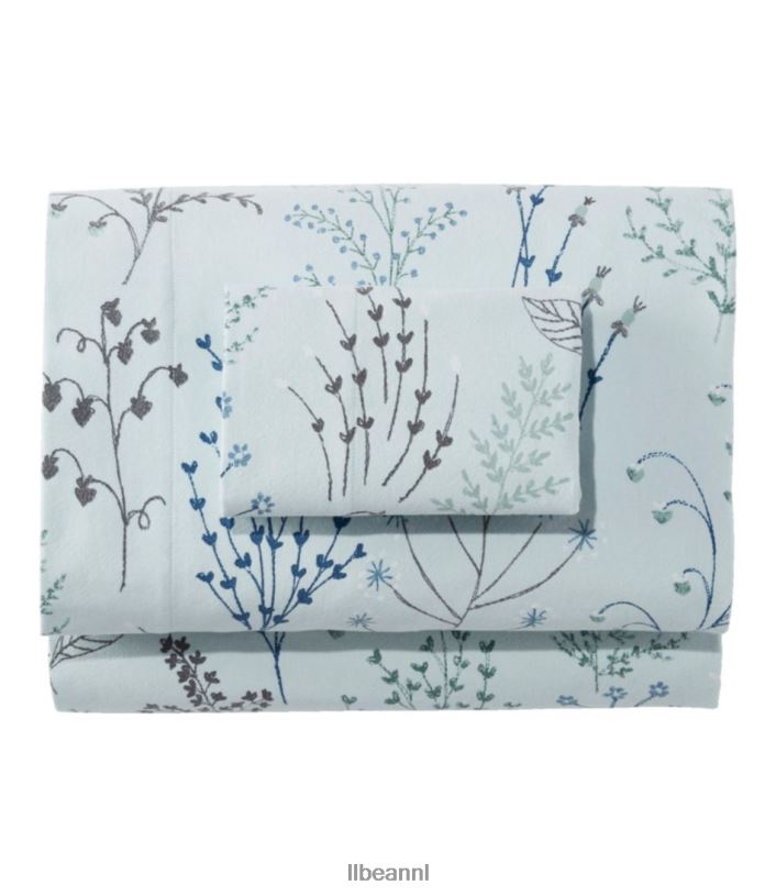 L.L.Bean unisex collectie botanische bloemenflanellakens botanisch bloemenblauw beddengoed VT0642656