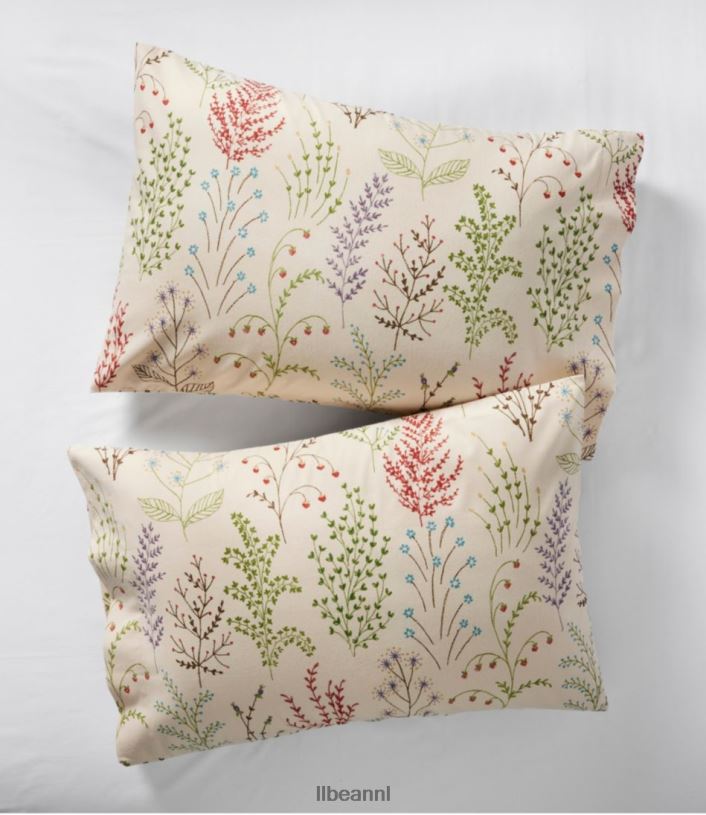 L.L.Bean unisex collectie botanische bloemenflanellakens botanisch bloemenblauw beddengoed VT0642656