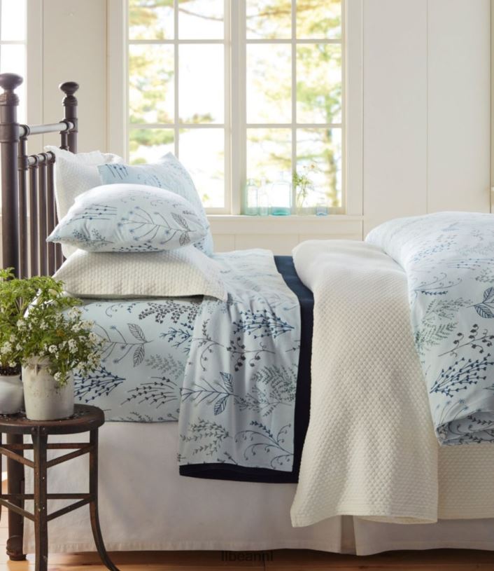 L.L.Bean unisex collectie botanische bloemenflanellakens botanisch bloemenblauw beddengoed VT0642656