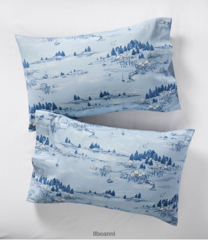 L.L.Bean unisex collectie flanellakens uit het kustlandschap kust blauw beddengoed VT0642719