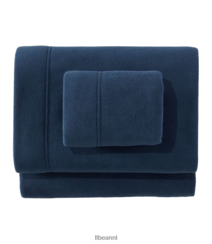 L.L.Bean unisex collectie fleecelakens marineblauw beddengoed VT0642707