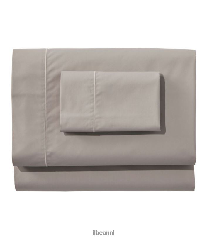 L.L.Bean unisex premium collectie Egyptische perkalvellen zacht grijs beddengoed VT0646787