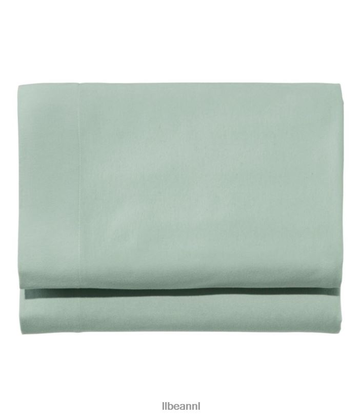L.L.Bean unisex ultrazacht comfort flanellen laken gemonteerd zilveren salie beddengoed VT0646301