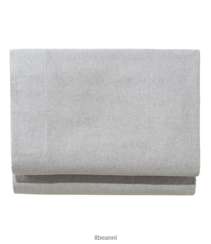 L.L.Bean unisex ultrazacht comfort flanellen laken plat grijs gemêleerd beddengoed VT0647138