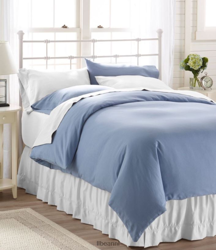L.L.Bean unisex ultrazacht comfort flanellen laken plat grijs gemêleerd beddengoed VT0647138