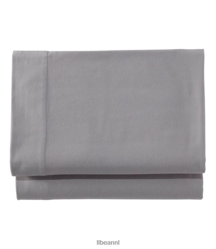 L.L.Bean unisex ultrazacht comfort flanellen laken plat vorstgrijs beddengoed VT0647327
