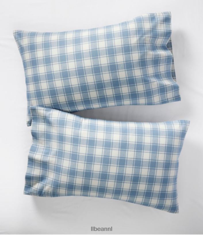 L.L.Bean unisex ultrazachte comfort flanellen lakenset geruit marineblauw/natuur beddengoed VT0646295