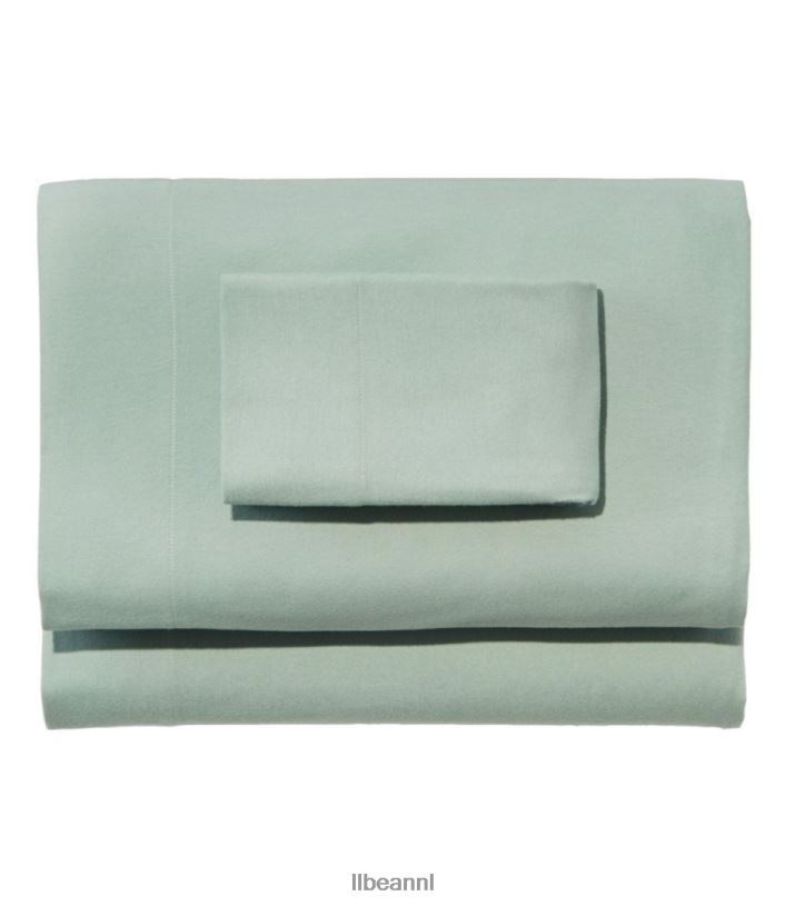 L.L.Bean unisex ultrazachte comfort flanellen lakenset zilveren salie beddengoed VT0645500