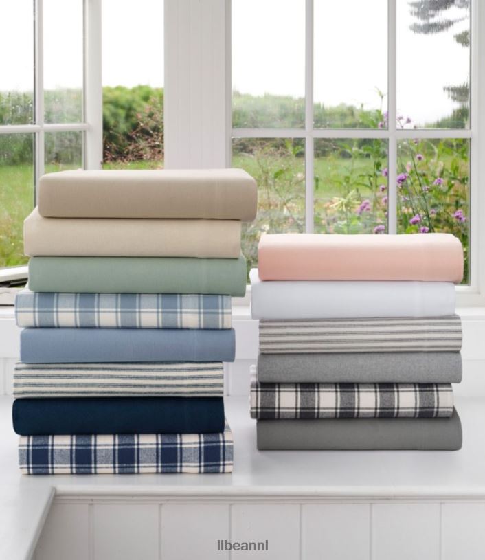 L.L.Bean unisex ultrazachte comfort flanellen lakenset zilveren salie beddengoed VT0645500