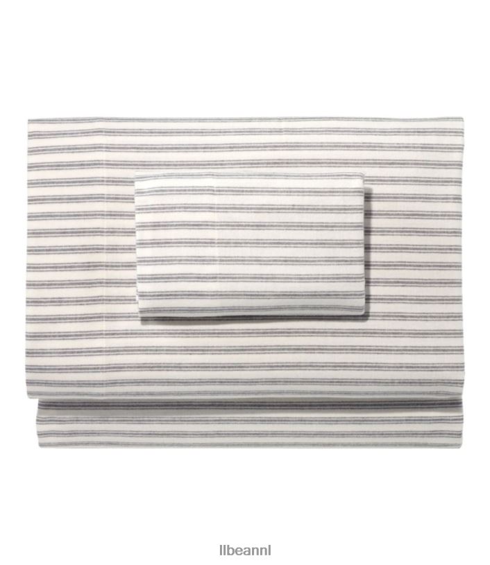 L.L.Bean unisex ultrazachte comfortflanellakenset met strepen veldspaat beddengoed VT0644444