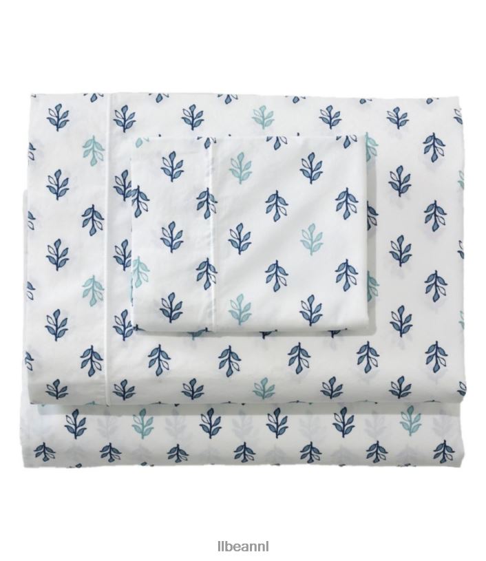 L.L.Bean unisex zongewassen perkal bladcollectie bladprint houtskoolblauw beddengoed VT0642680