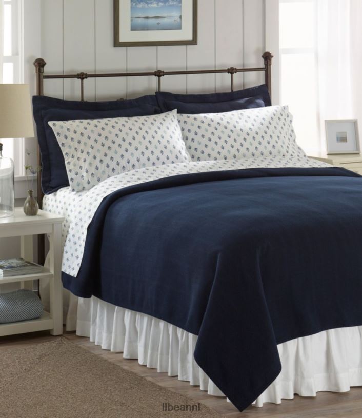 L.L.Bean unisex zongewassen perkal bladcollectie bladprint houtskoolblauw beddengoed VT0642680