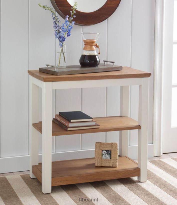 L.L.Bean unisex geschilderd boerderijhouten console met twee planken papierwit binnenmeubilair VT0642878