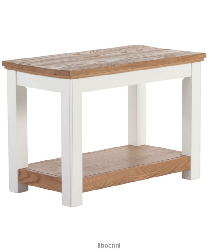 L.L.Bean unisex geschilderd boerenbankje met houten blad papierwit binnenmeubilair VT0642824