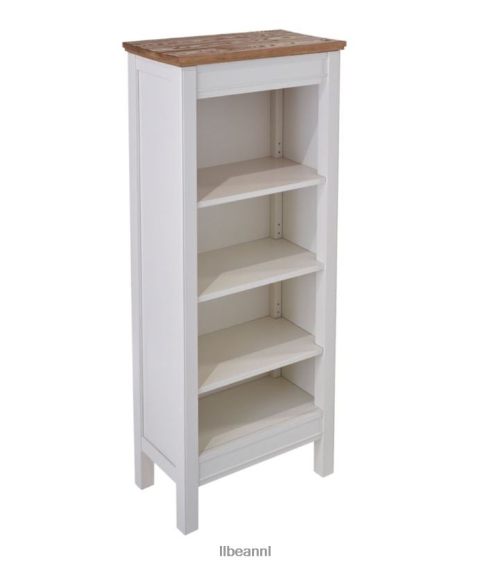L.L.Bean unisex geschilderde boerderij boekenkast met vier planken, houten blad papierwit binnenmeubilair VT0642854