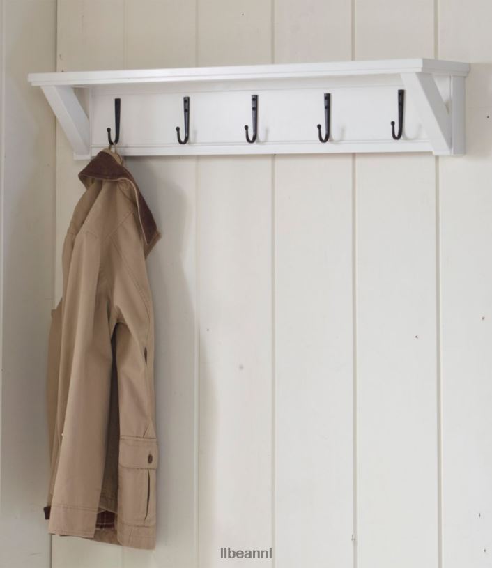 L.L.Bean unisex geschilderde boerderij wandplank met haken papierwit binnenmeubilair VT0642893