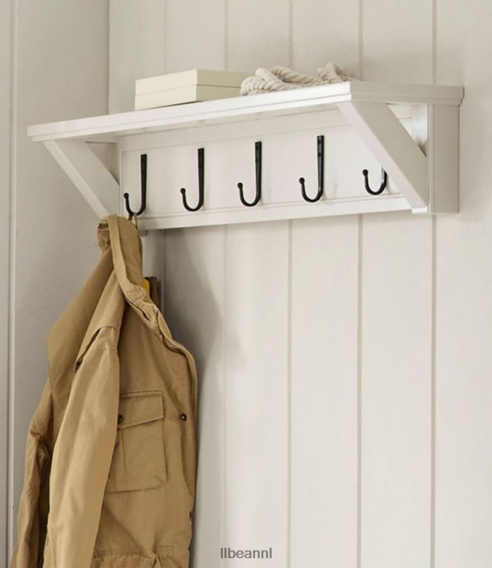 L.L.Bean unisex geschilderde boerderij wandplank met haken papierwit binnenmeubilair VT0642893