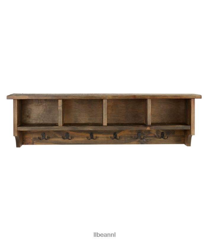 L.L.Bean unisex ruw grenen wandkastje met haken rustiek natuurlijk binnenmeubilair VT0642827