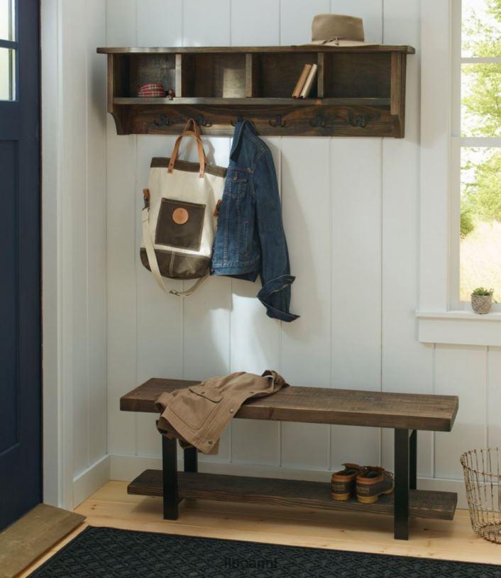 L.L.Bean unisex ruw grenen wandkastje met haken rustiek natuurlijk binnenmeubilair VT0642827