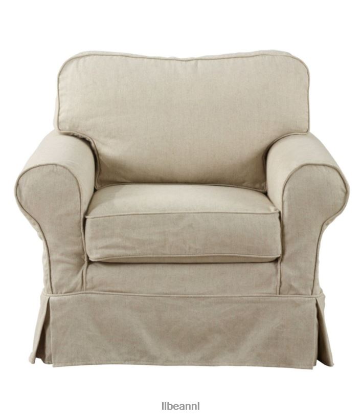 L.L.Bean unisex grenen punt hoes stoel linnen beige binnenmeubilair VT0642905