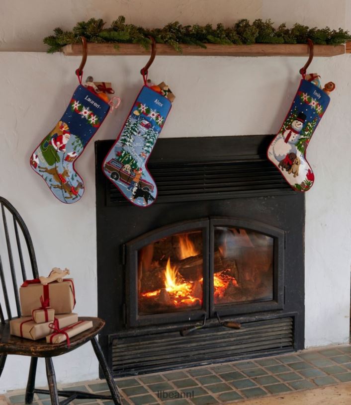 L.L.Bean unisex kerstsok met naaldpunt rode vrachtwagen huisdecoratie VT0646307