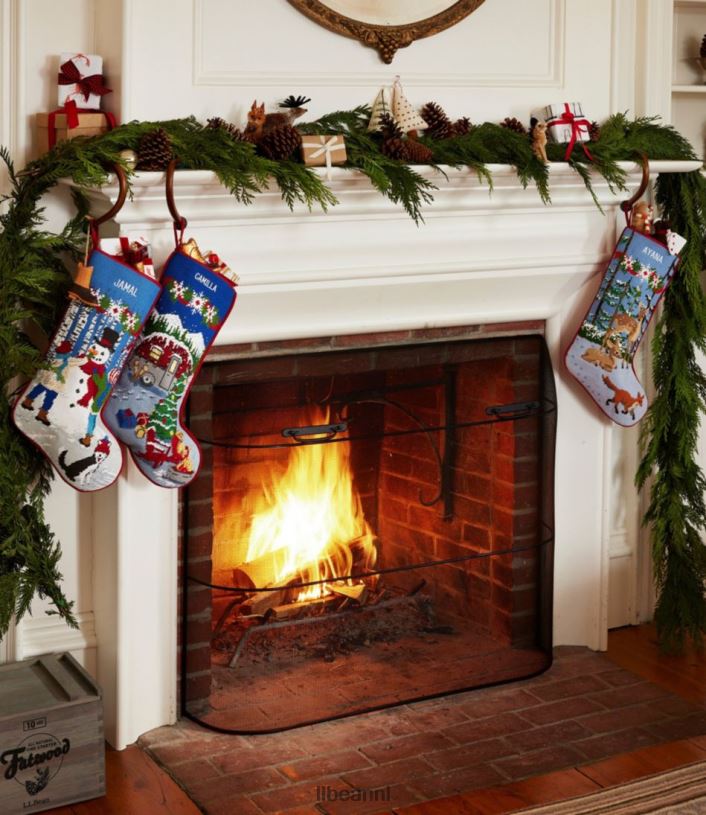 L.L.Bean unisex kerstsok met naaldpunt rode vrachtwagen huisdecoratie VT0646307