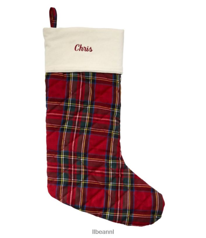 L.L.Bean unisex klassieke fluwelen kerstsok rode plaid huisdecoratie VT0642533